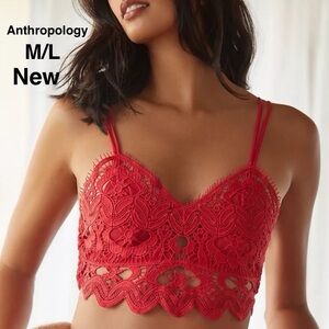 New Anthropologie The Viviette Lace Bra Top light red size M or L ⭐️⭐️⭐️